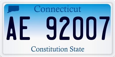 CT license plate AE92007