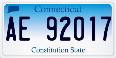 CT license plate AE92017