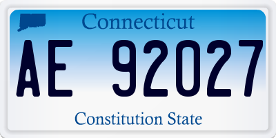 CT license plate AE92027