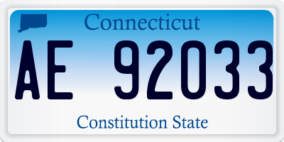 CT license plate AE92033