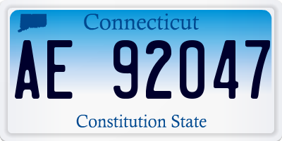 CT license plate AE92047