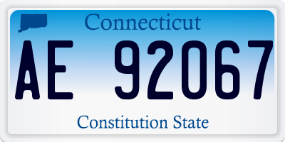 CT license plate AE92067