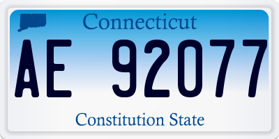 CT license plate AE92077