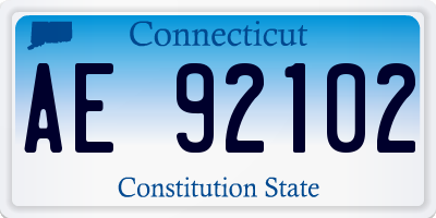 CT license plate AE92102
