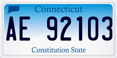 CT license plate AE92103