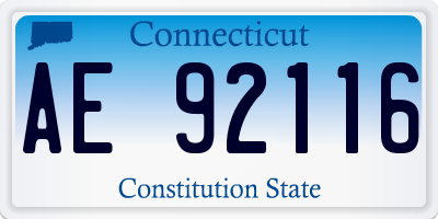 CT license plate AE92116