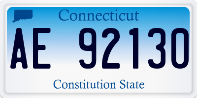 CT license plate AE92130