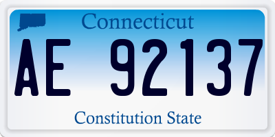 CT license plate AE92137