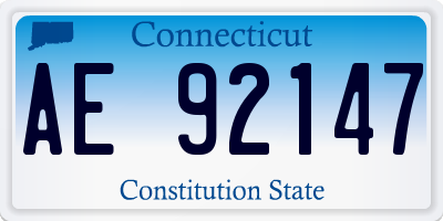 CT license plate AE92147