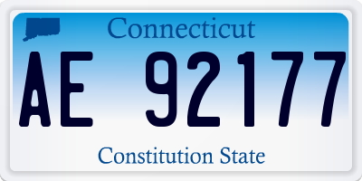 CT license plate AE92177