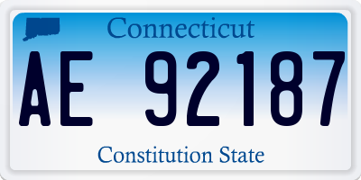 CT license plate AE92187