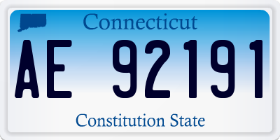 CT license plate AE92191