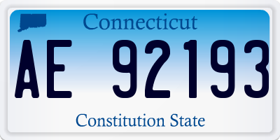 CT license plate AE92193
