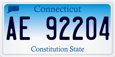 CT license plate AE92204