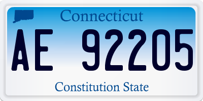CT license plate AE92205