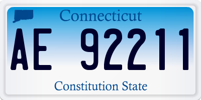CT license plate AE92211