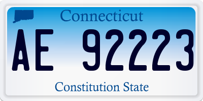 CT license plate AE92223