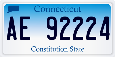 CT license plate AE92224