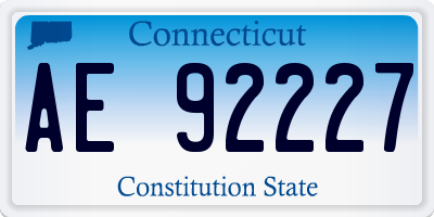 CT license plate AE92227