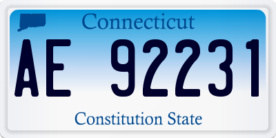 CT license plate AE92231