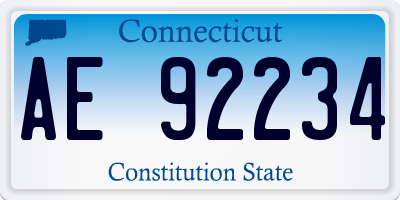 CT license plate AE92234