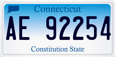 CT license plate AE92254
