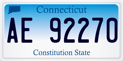 CT license plate AE92270