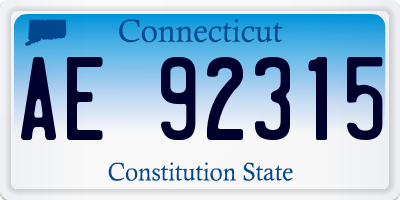 CT license plate AE92315