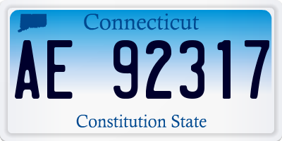 CT license plate AE92317