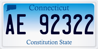 CT license plate AE92322