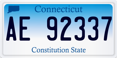 CT license plate AE92337