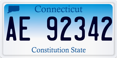 CT license plate AE92342