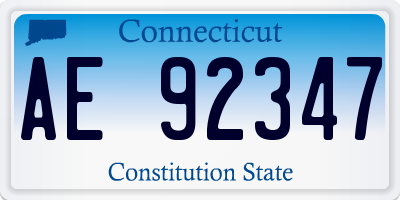 CT license plate AE92347