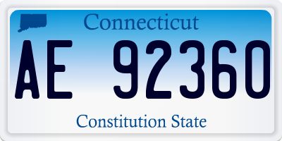 CT license plate AE92360