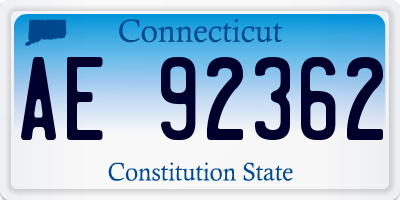 CT license plate AE92362