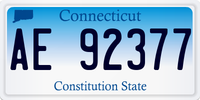 CT license plate AE92377