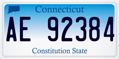 CT license plate AE92384
