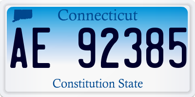 CT license plate AE92385