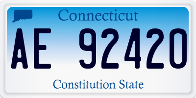 CT license plate AE92420