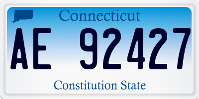 CT license plate AE92427