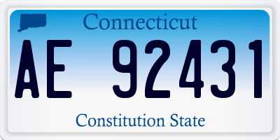 CT license plate AE92431