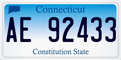CT license plate AE92433