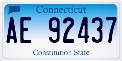 CT license plate AE92437