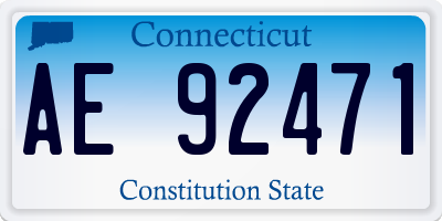 CT license plate AE92471