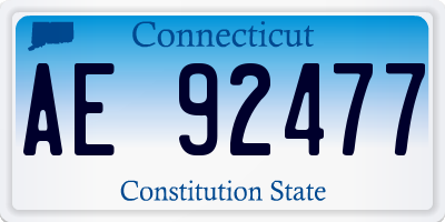 CT license plate AE92477