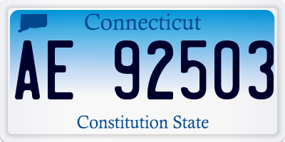 CT license plate AE92503
