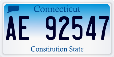 CT license plate AE92547