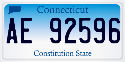 CT license plate AE92596