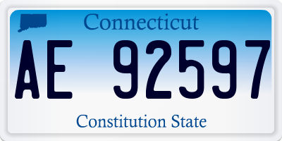 CT license plate AE92597