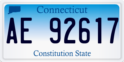 CT license plate AE92617